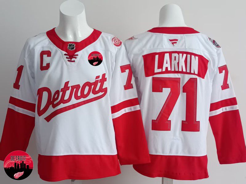 Men Detroit Red Wings #71 Larkin White 2025 Fanatics Home Premium NHL Jersey style 5->detroit red wings->NHL Jersey